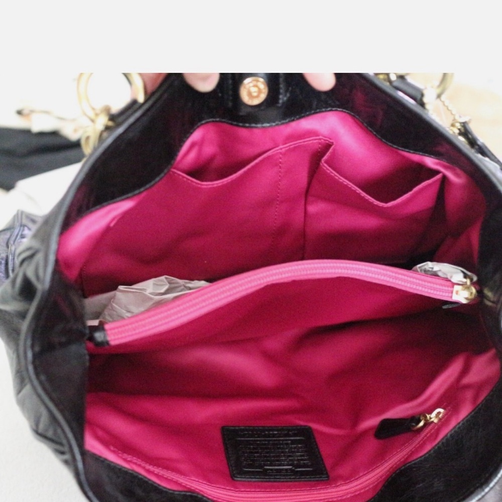 COACH Poppy Push lock Leather N/S Shopper Tote Shoulder Bag - Picture 7 of 8
